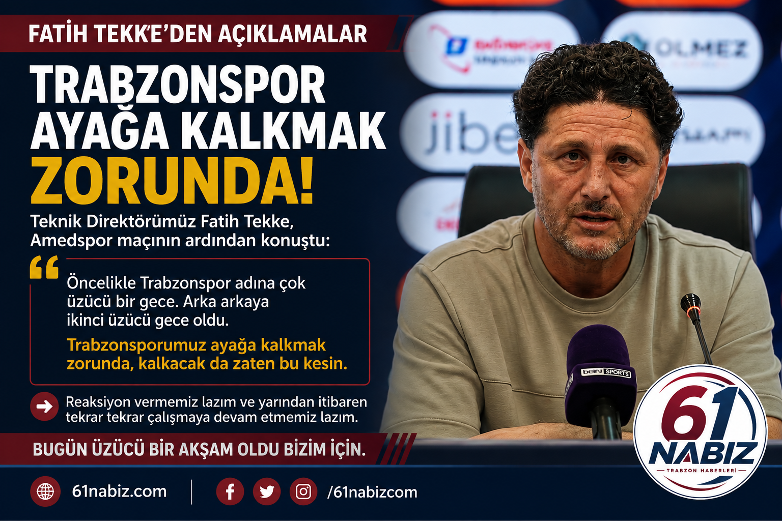 Fatih Tekke’den Amedspor Maçı Sonrası Açıklama: “Trabzonspor Ayağa Kalkmak Zorunda”
