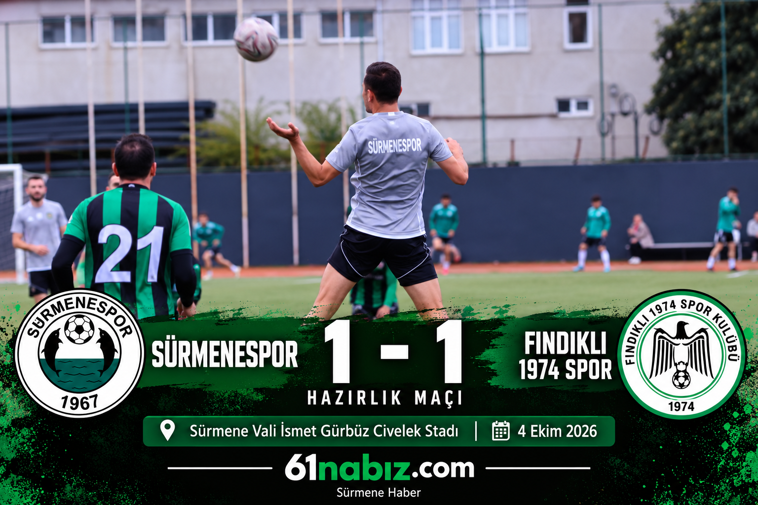 SÜRMENESPOR HAZIRLIK MAÇINDA BERABERE